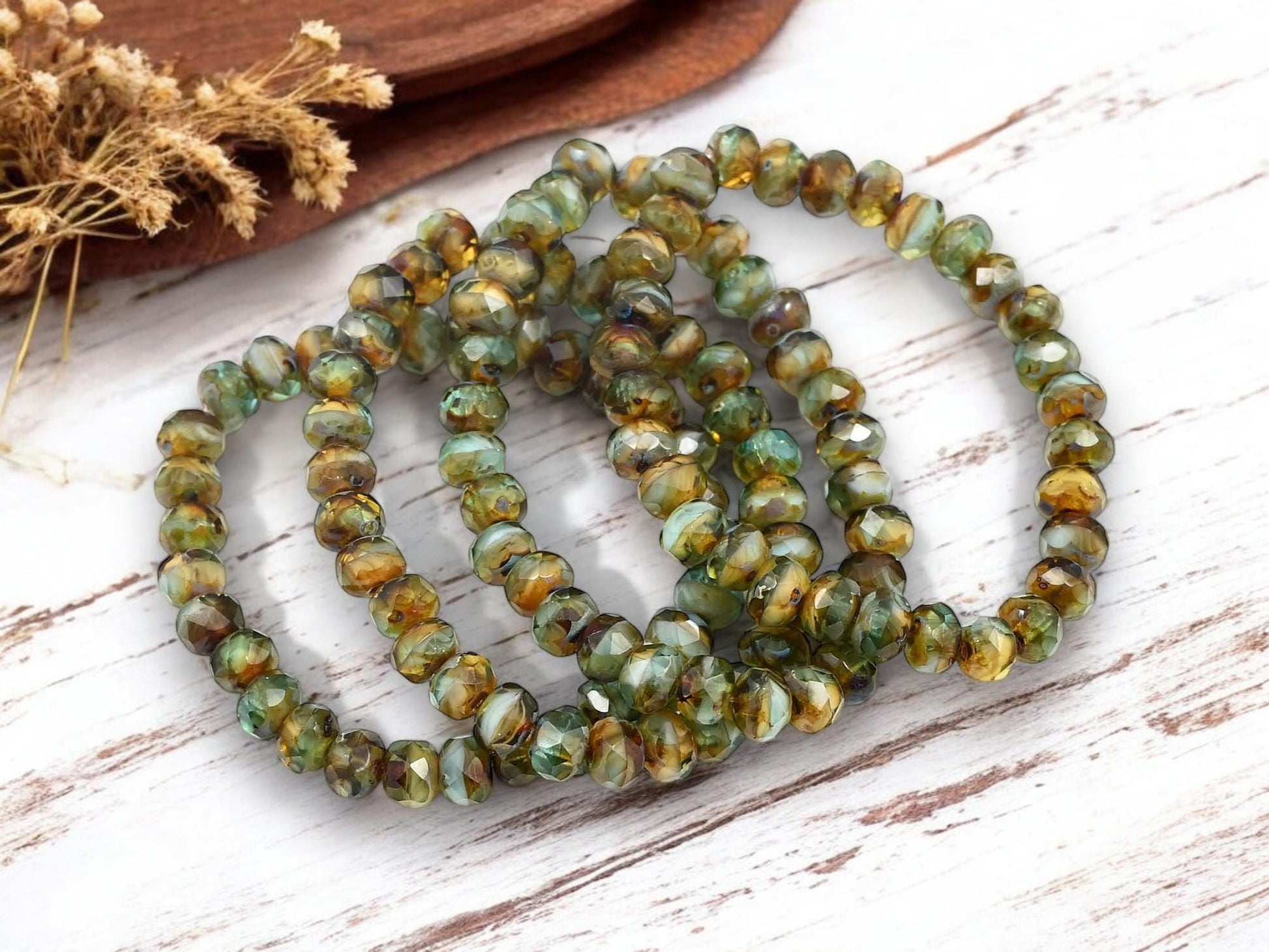 Czech Glass Beads - Picasso Beads - Rondelle Beads - 3x5mm - 30pcs - (4350)