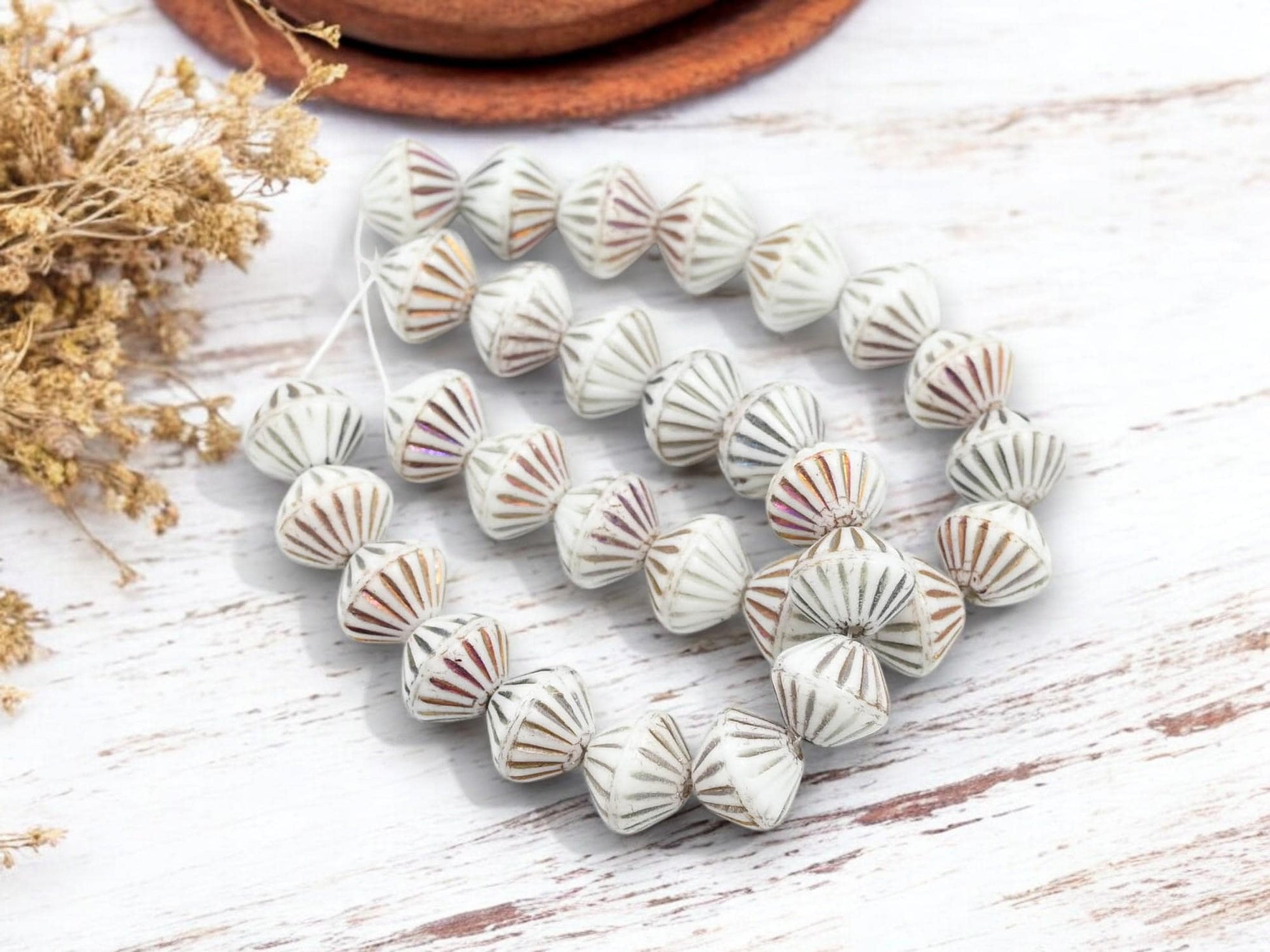 Czech Glass Beads - Bicone Beads - Picasso Beads - 9mm - 15pcs - (3091)