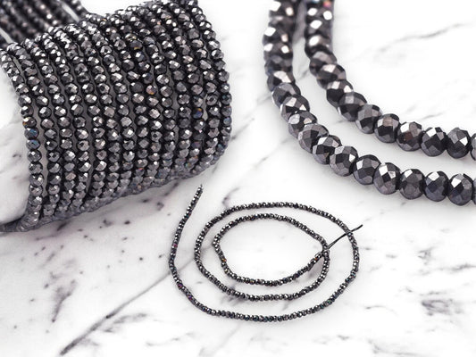 Gunmetal Spacers - Spacer Beads - Chinese Glass Beads - Electroplated Beads - Micro Spacers - 2mm - 14" Strand - (1022)