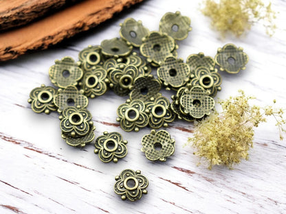 *100* 8mm Antique Bronze Bead Caps