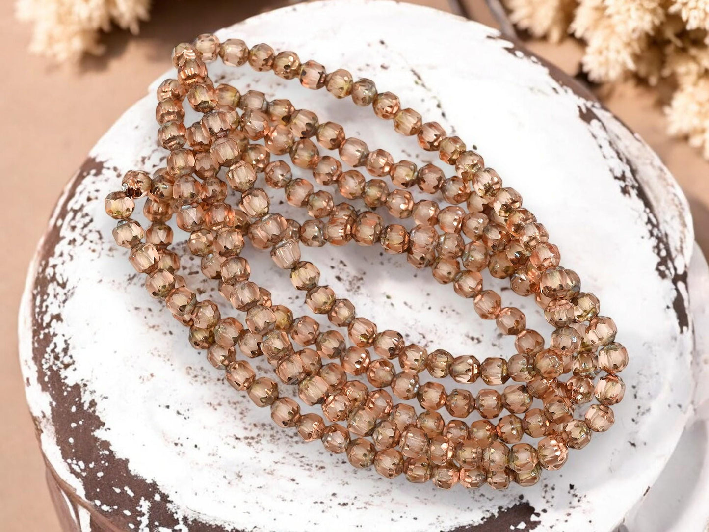 Cathedral Beads - Czech Glass Beads - Picasso Beads - Fire Polish Beads - 4mm - 50pcs - (5085)