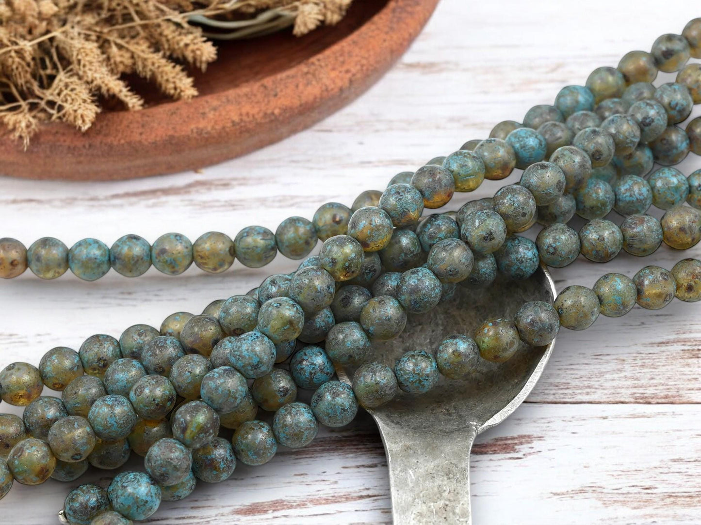 Picasso Beads - Czech Glass Beads - Round Beads - Druk Beads - 8mm Beads - 20pcs - (B655)