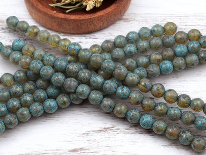 Picasso Beads - Czech Glass Beads - Round Beads - Druk Beads - 8mm Beads - 20pcs - (B655)