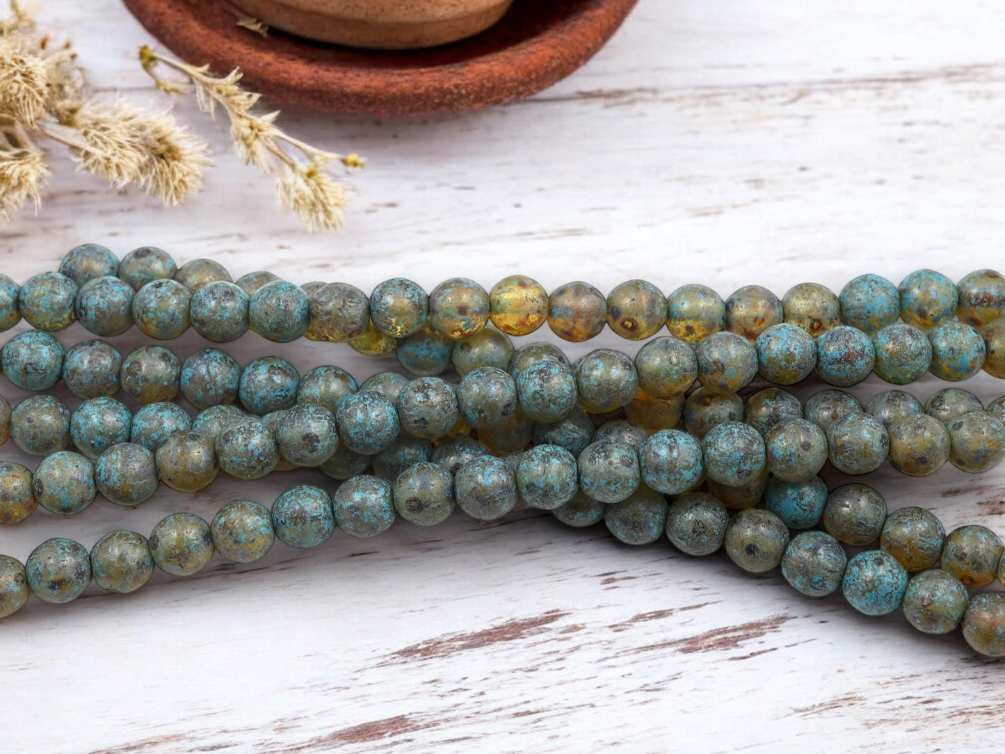 Picasso Beads - Czech Glass Beads - Round Beads - Druk Beads - 8mm Beads - 20pcs - (B655)