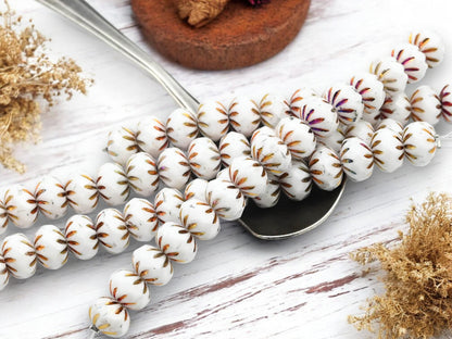 Czech Glass Beads - Picasso Beads - Rondelle Beads - Fire Polished Beads - 7x10mm - 15pcs - (B295)