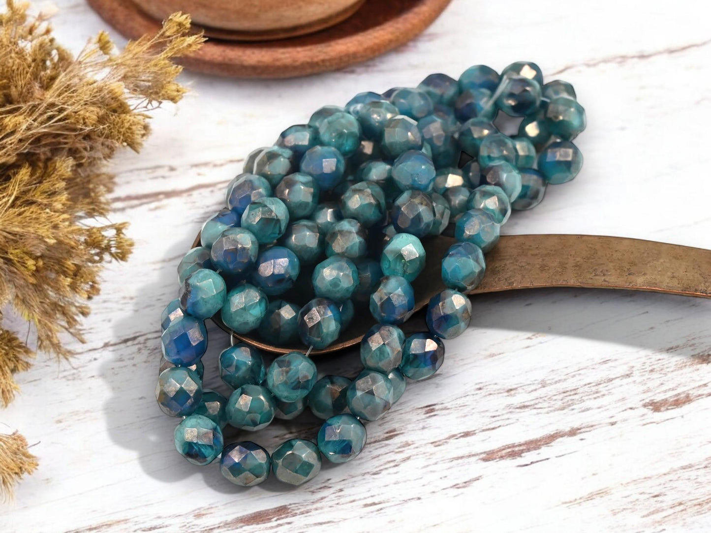 Czech Glass Beads - Fire Polished Beads - Round Beads - Faceted Beads - 8mm - 20pcs - (B855)