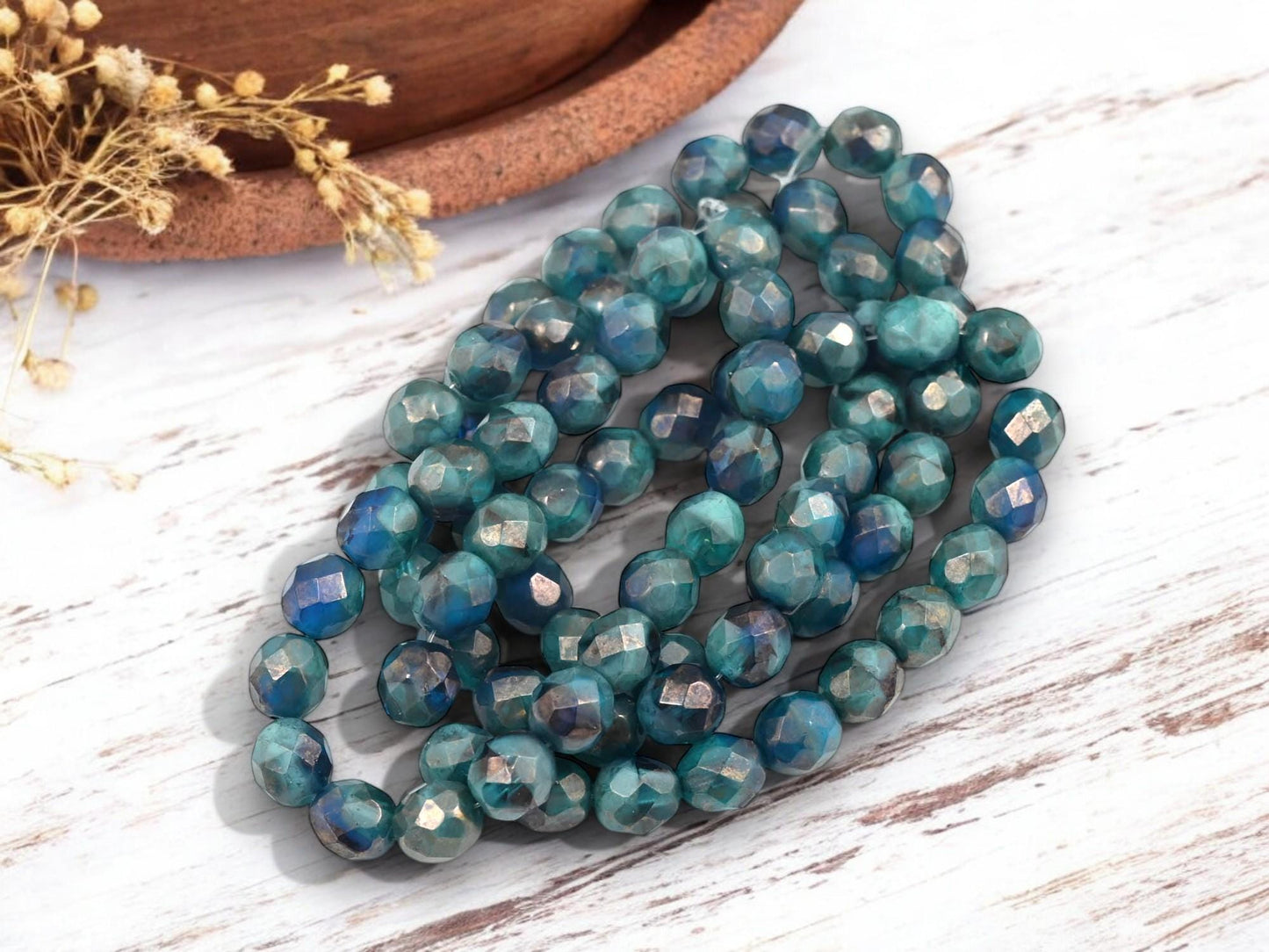 Czech Glass Beads - Fire Polished Beads - Round Beads - Faceted Beads - 8mm - 20pcs - (B855)