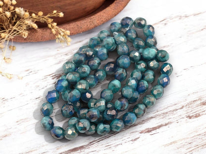 Czech Glass Beads - Fire Polished Beads - Round Beads - Faceted Beads - 8mm - 20pcs - (B855)