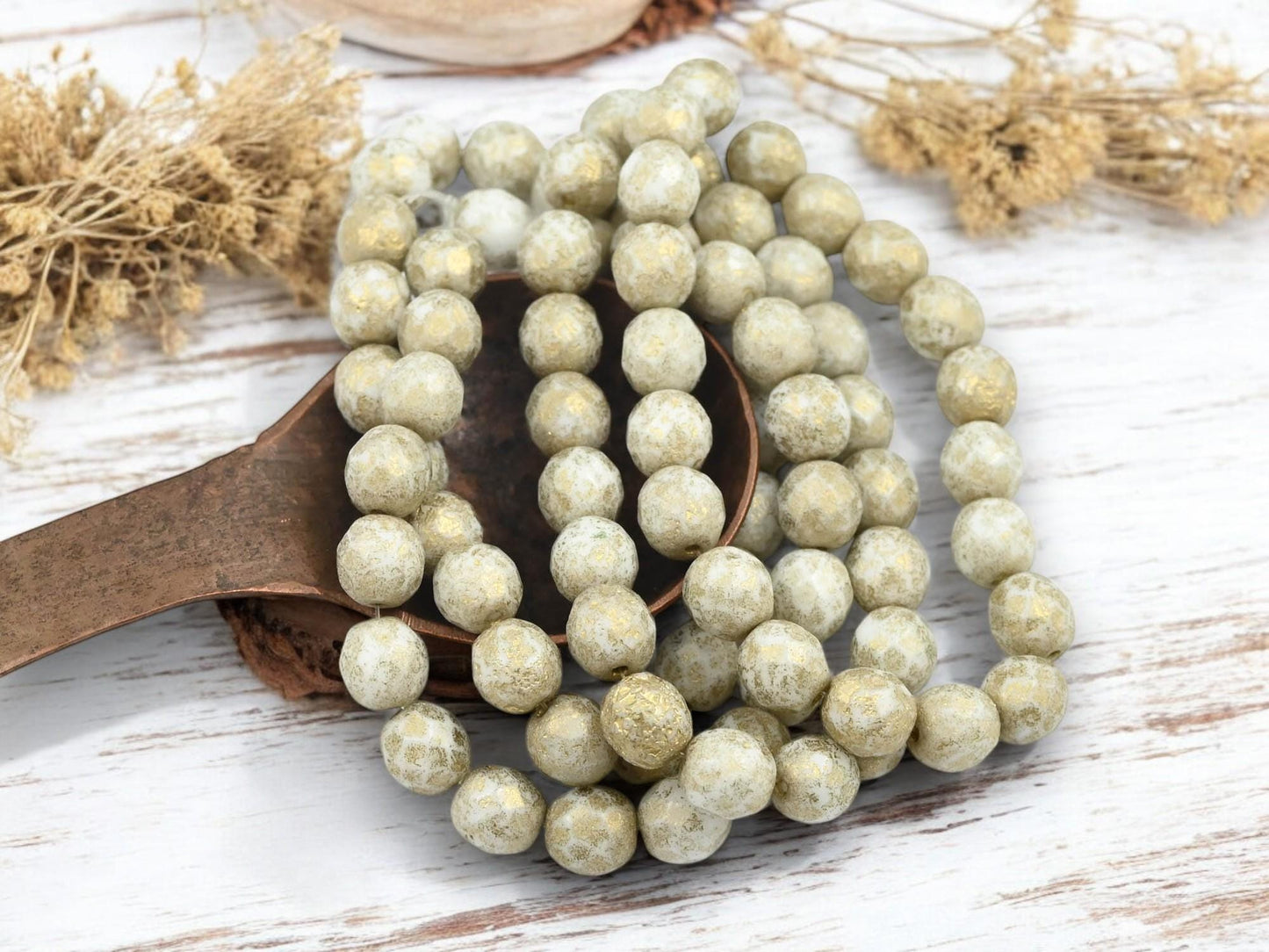 Czech Glass Beads - Fire Polished Beads - Round Beads - Picasso Beads - Faceted Beads - 8mm - 20pcs - (1110)