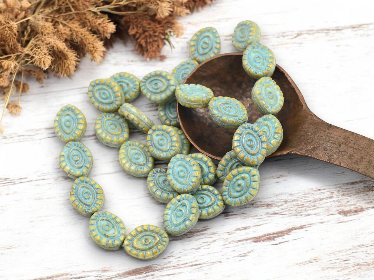 Picasso Beads - Czech Glass Beads - Evil Eye Beads - Mystic Eye Beads - Full Strand - 10pcs - 14x11mm - (4730)