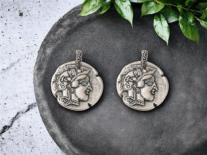 *2* 20x18mm Antique Silver Plated Brass Roman Coin Charm Pendants