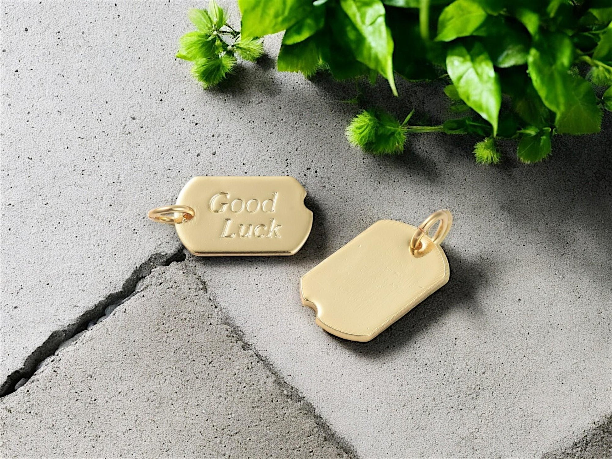 Good Luck Charms - Metal Charms - Gold Charms - Silver Charms - Dog Tag Charms - 15x9mm - 5pcs