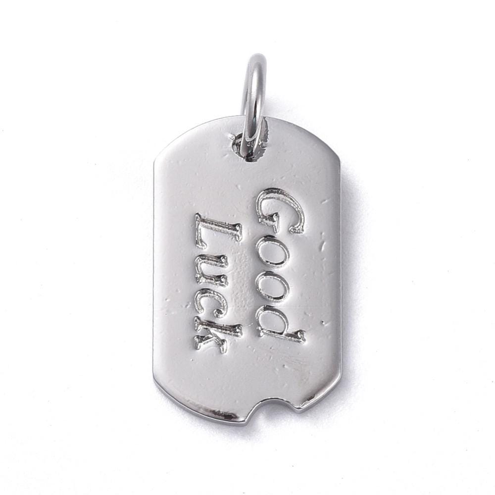 Good Luck Charms - Metal Charms - Gold Charms - Silver Charms - Dog Tag Charms - 15x9mm - 5pcs