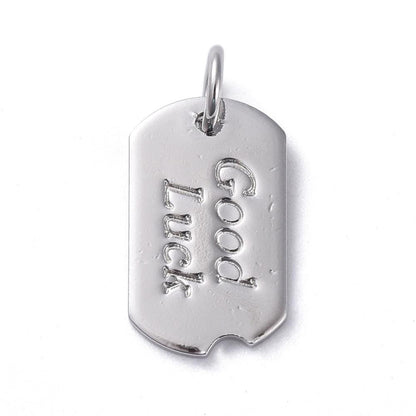 Good Luck Charms - Metal Charms - Gold Charms - Silver Charms - Dog Tag Charms - 15x9mm - 5pcs