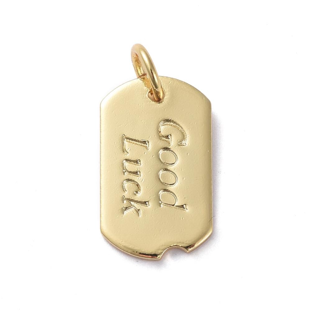Good Luck Charms - Metal Charms - Gold Charms - Silver Charms - Dog Tag Charms - 15x9mm - 5pcs