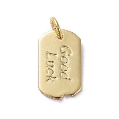 Good Luck Charms - Metal Charms - Gold Charms - Silver Charms - Dog Tag Charms - 15x9mm - 5pcs