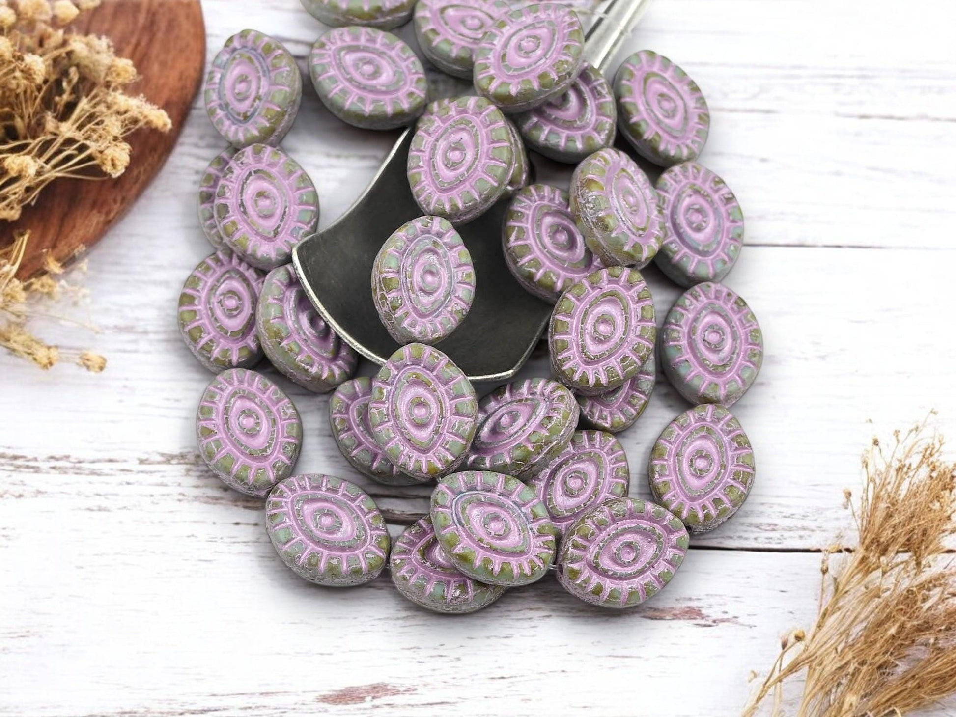 Picasso Beads - Czech Glass Beads - Evil Eye Beads - Mystic Eye Beads - Full Strand - 10pcs - 14x11mm - (4507)