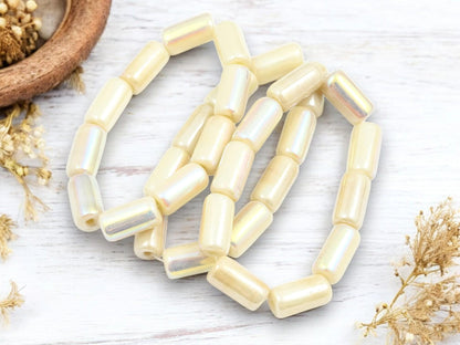 Czech Glass Beads - Tube Beads - Large Hole Beads - 14x7mm - 10pcs (4991)