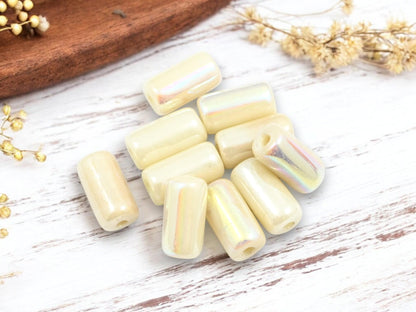 Czech Glass Beads - Tube Beads - Large Hole Beads - 14x7mm - 10pcs (4991)