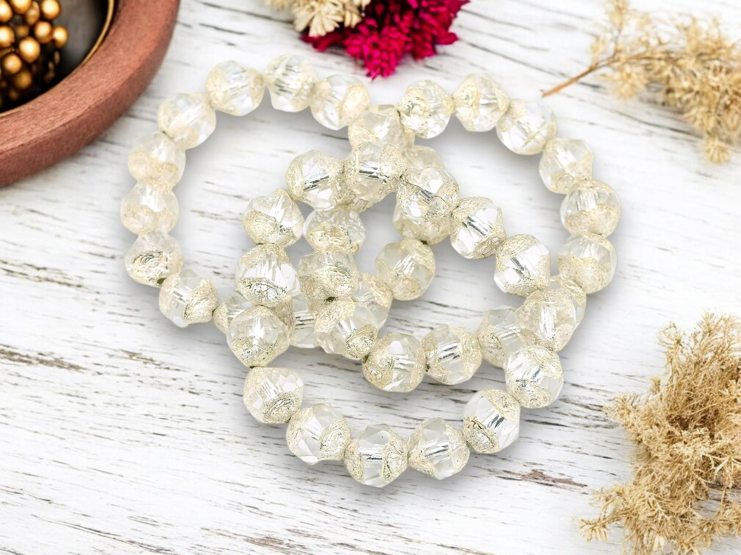 Czech Glass Beads - Picasso Beads - Central Cut Beads - Round Beads - Central Cut - Czech Beads - 9mm - 15 Beads - (6076)