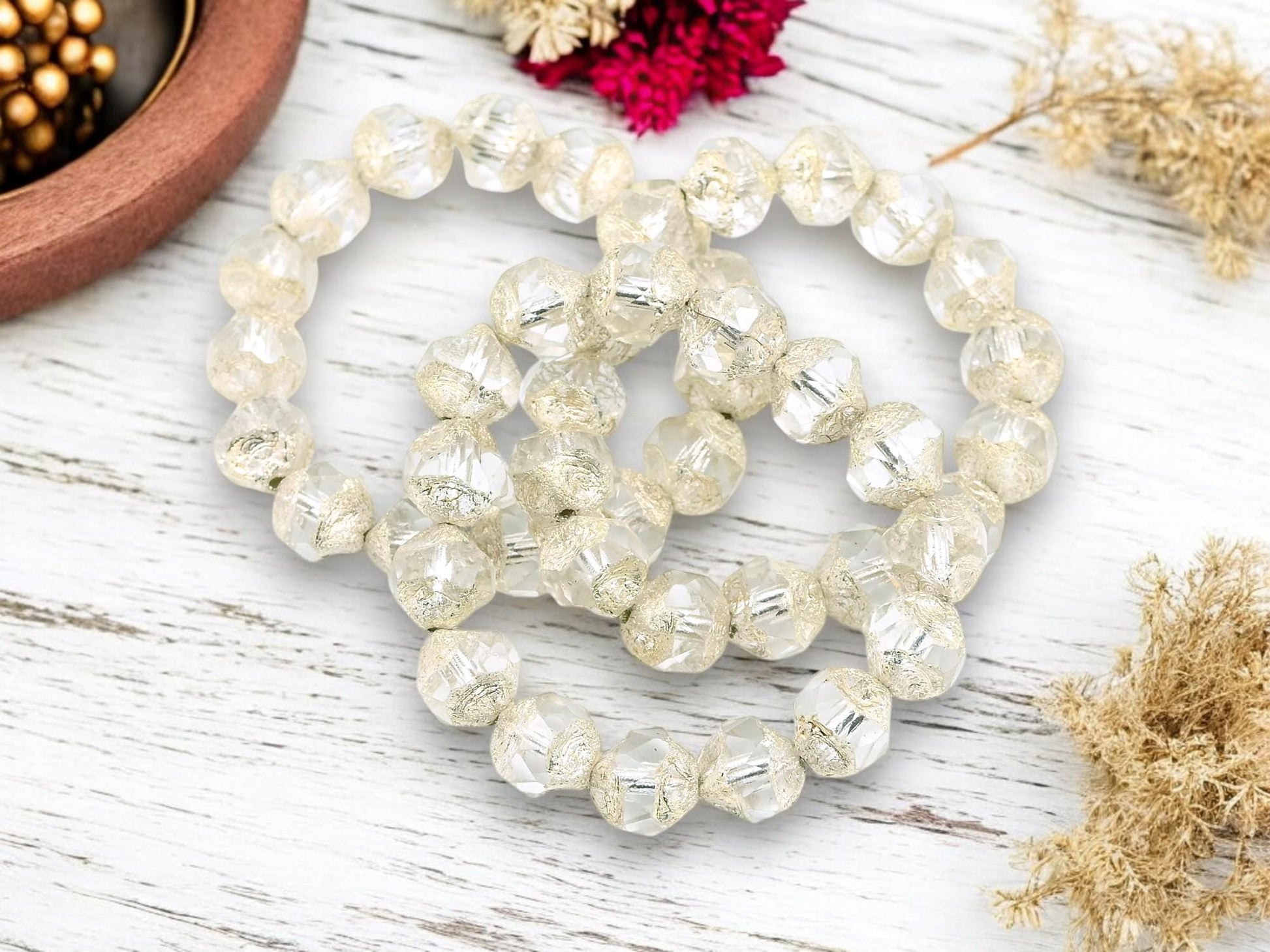 Czech Glass Beads - Picasso Beads - Central Cut Beads - Round Beads - Central Cut - Czech Beads - 9mm - 15 Beads - (6076)