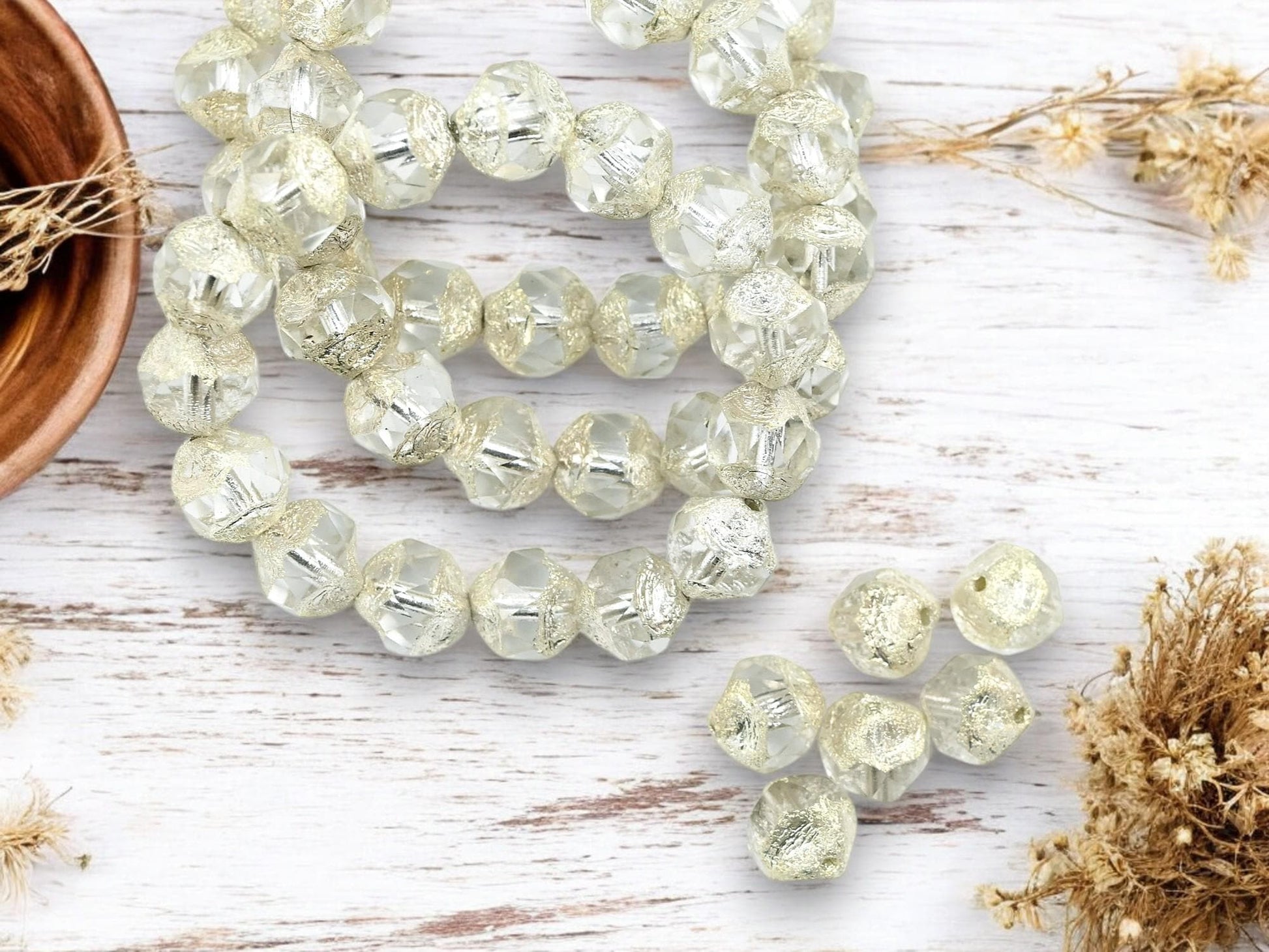 Czech Glass Beads - Picasso Beads - Central Cut Beads - Round Beads - Central Cut - Czech Beads - 9mm - 15 Beads - (6076)