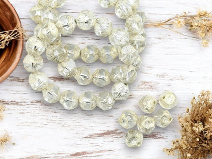 Czech Glass Beads - Picasso Beads - Central Cut Beads - Round Beads - Central Cut - Czech Beads - 9mm - 15 Beads - (6076)