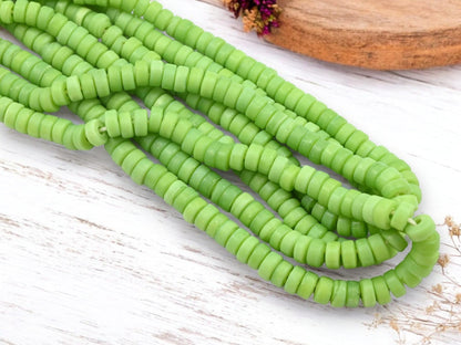 Heishi Beads - Eco-Friendly Beads - Indonesian Beads - Recycled Glass Beads - 8x4mm - 20" Strand - (B481)