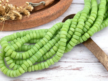 Heishi Beads - Eco-Friendly Beads - Indonesian Beads - Recycled Glass Beads - 8x4mm - 20" Strand - (B481)