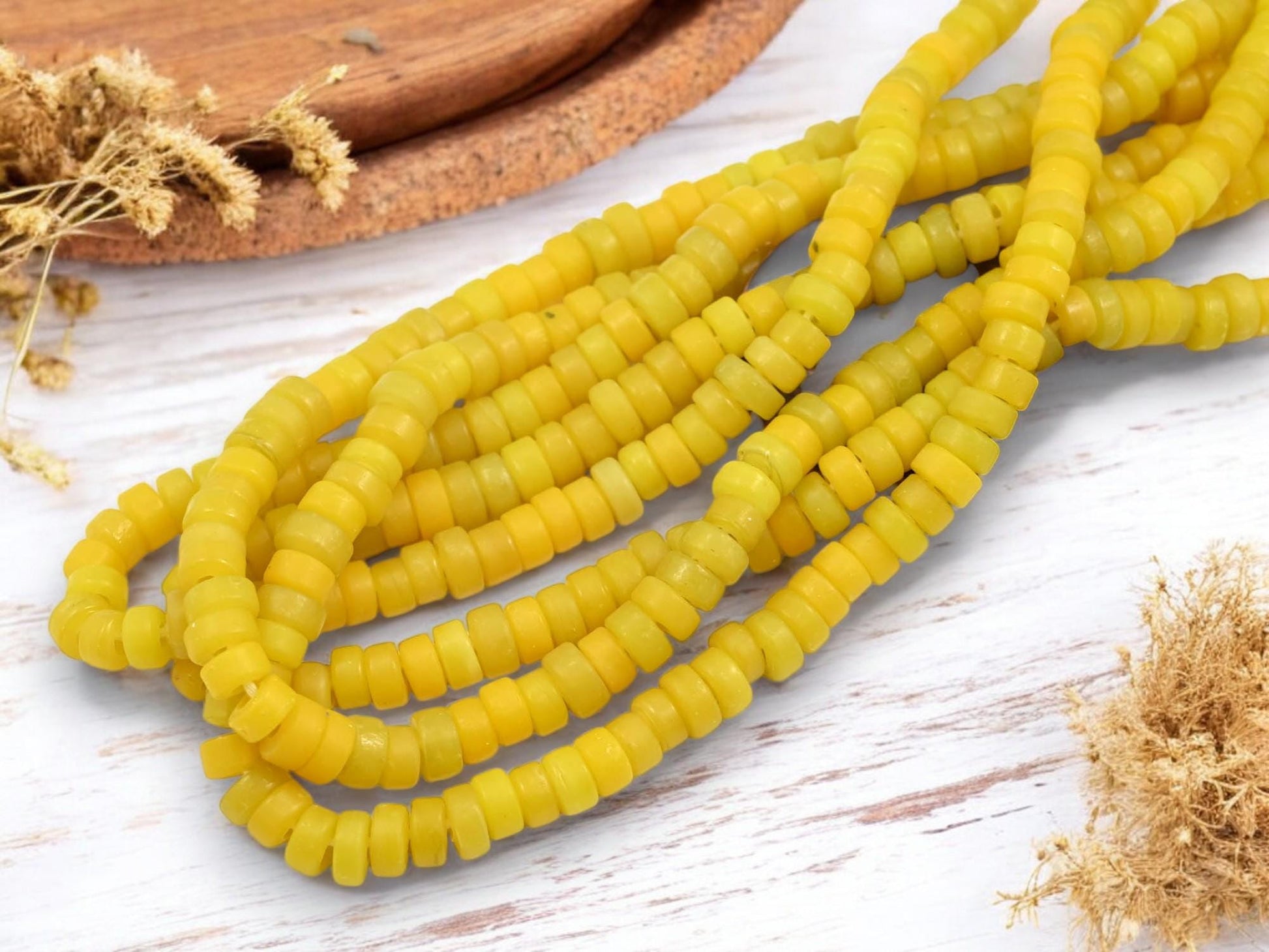 Heishi Beads - Eco-Friendly Beads - Indonesian Beads - Recycled Glass Beads - 8x4mm - 20" Strand - (A253)