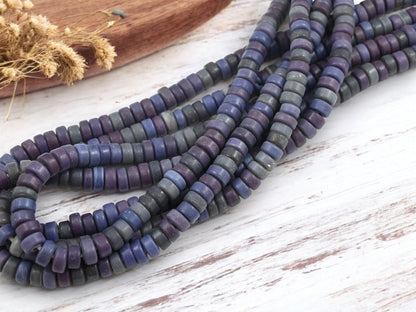 Recycled Glass Beads - Heishi Beads - Eco-Friendly Beads - Indonesian Beads - 8x4mm - 20" Strand - (B690)