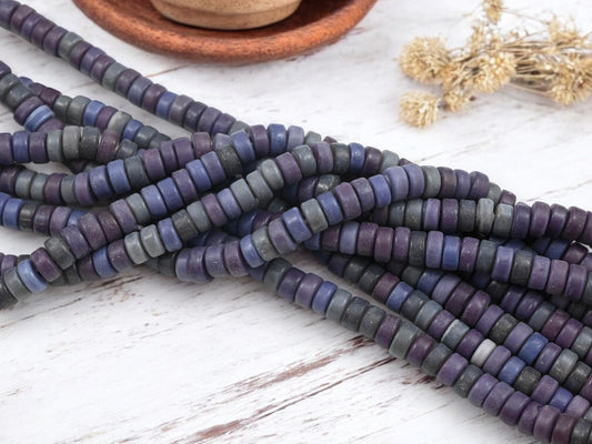 Recycled Glass Beads - Heishi Beads - Eco-Friendly Beads - Indonesian Beads - 8x4mm - 20" Strand - (B690)