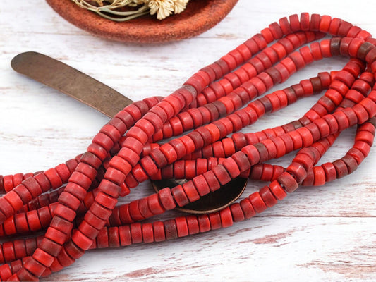 Recycled Glass Beads - Heishi Beads - Eco-Friendly Beads - Indonesian Beads - 8x4mm - 20" Strand - (4901)