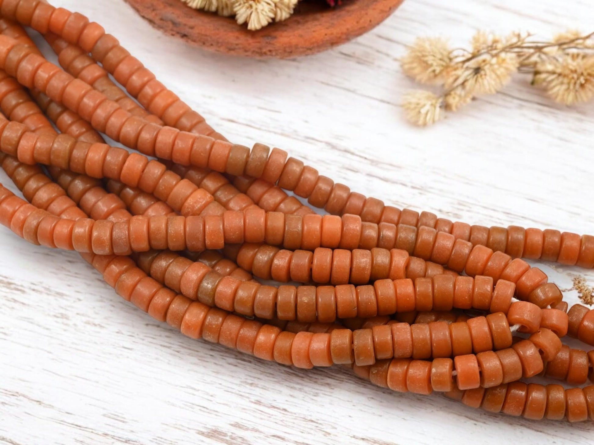 Recycled Glass Beads - Heishi Beads - Eco-Friendly Beads - Indonesian Beads - 8x4mm - 20" Strand - (1680)