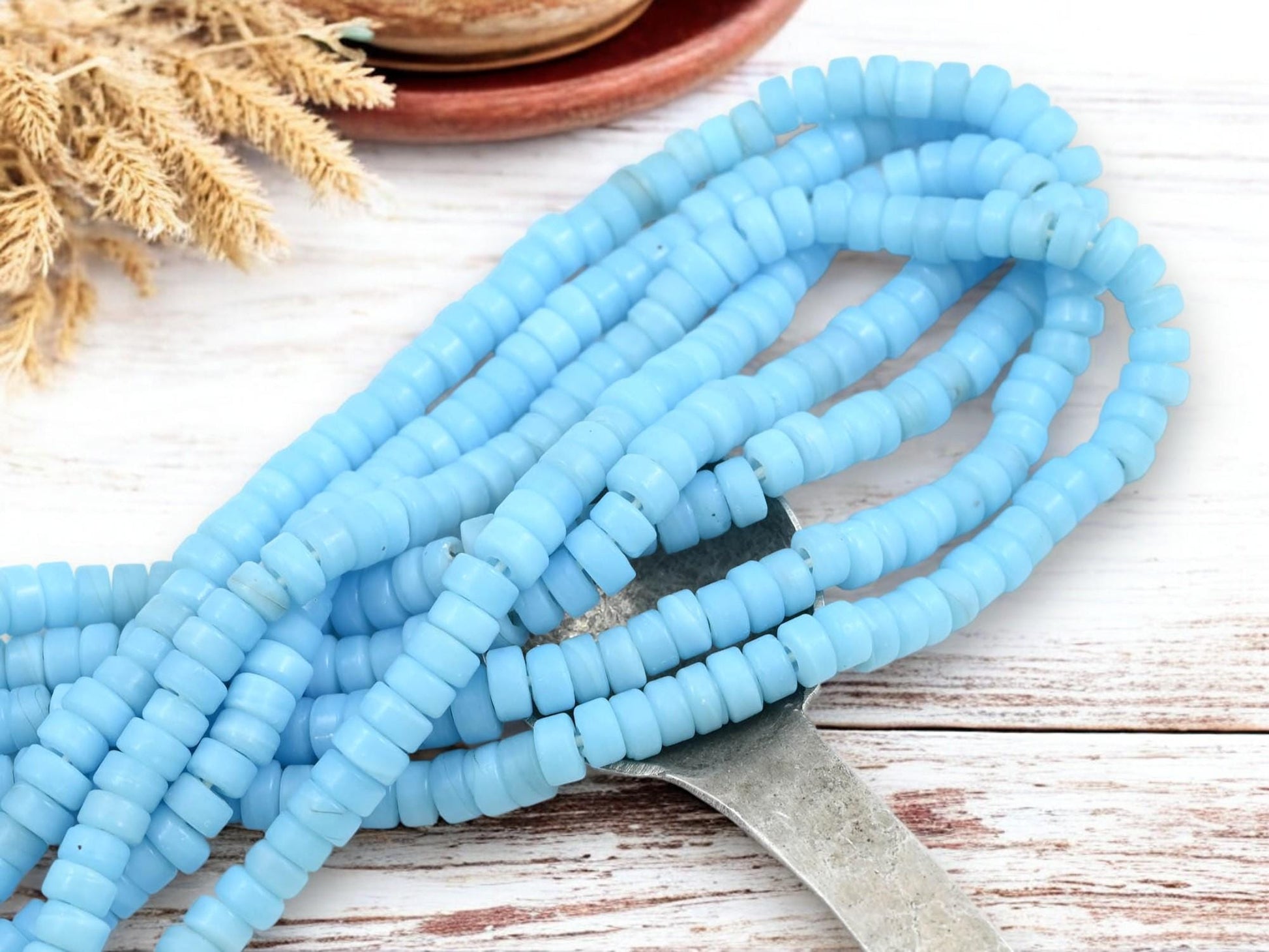 Heishi Beads - Eco-Friendly Beads - Indonesian Beads - Recycled Glass Beads - 8x4mm - 20" Strand - (A93)