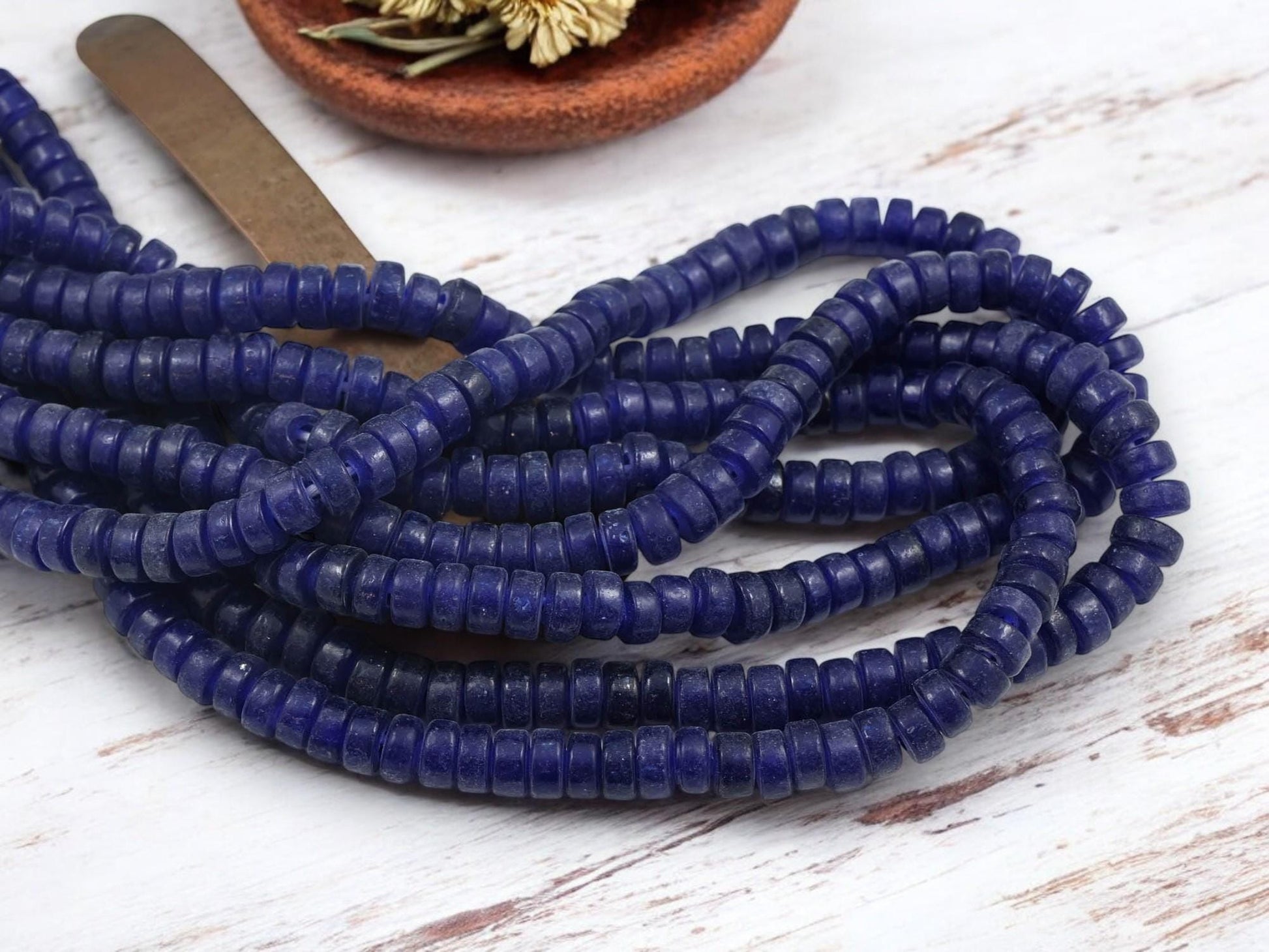 Heishi Beads - Eco-Friendly Beads - Indonesian Beads - Recycled Glass Beads - 8x4mm - 20" Strand - (407)