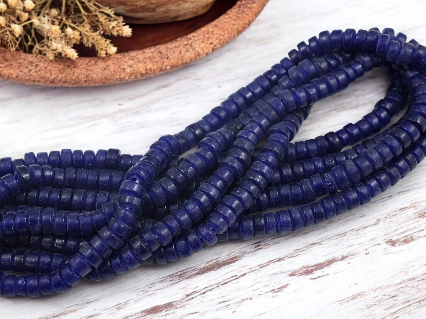 Heishi Beads - Eco-Friendly Beads - Indonesian Beads - Recycled Glass Beads - 8x4mm - 20" Strand - (407)