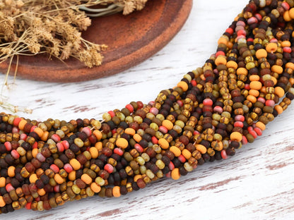 Picasso Seed Beads - Aged Picasso Beads - Czech Glass Beads - Size 5 Seed Beads - 5/0 - 20" Strand - (5909)