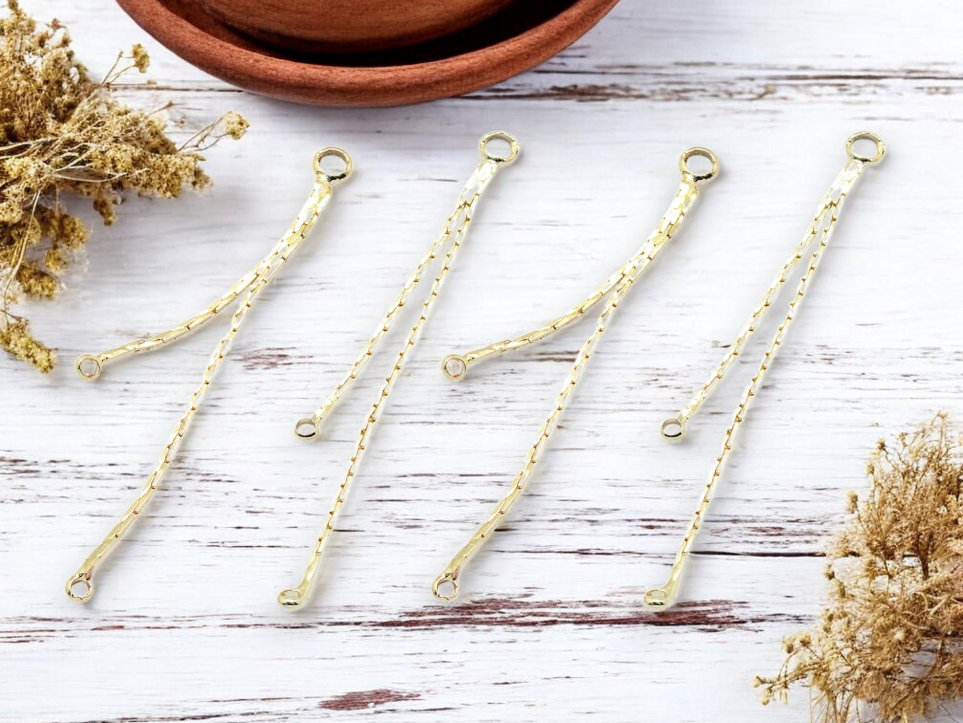 Chandalier Components - Gold Chain - Earring Components - Chandelier Connectors - Earring making supplies - 6pcs - (1387)