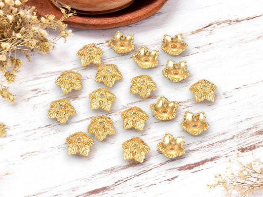 Gold Bead Caps - Metal Beads - Metal Bead Caps - 10mm Bead Caps - Gold Spacer Beads - Gold Bead Findings - 50pcs - (2962)