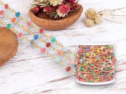 Czech Glass Beads - Rosary Chain - Beaded Chain - Gemstone Chain - Sold by the foot - (CH20)