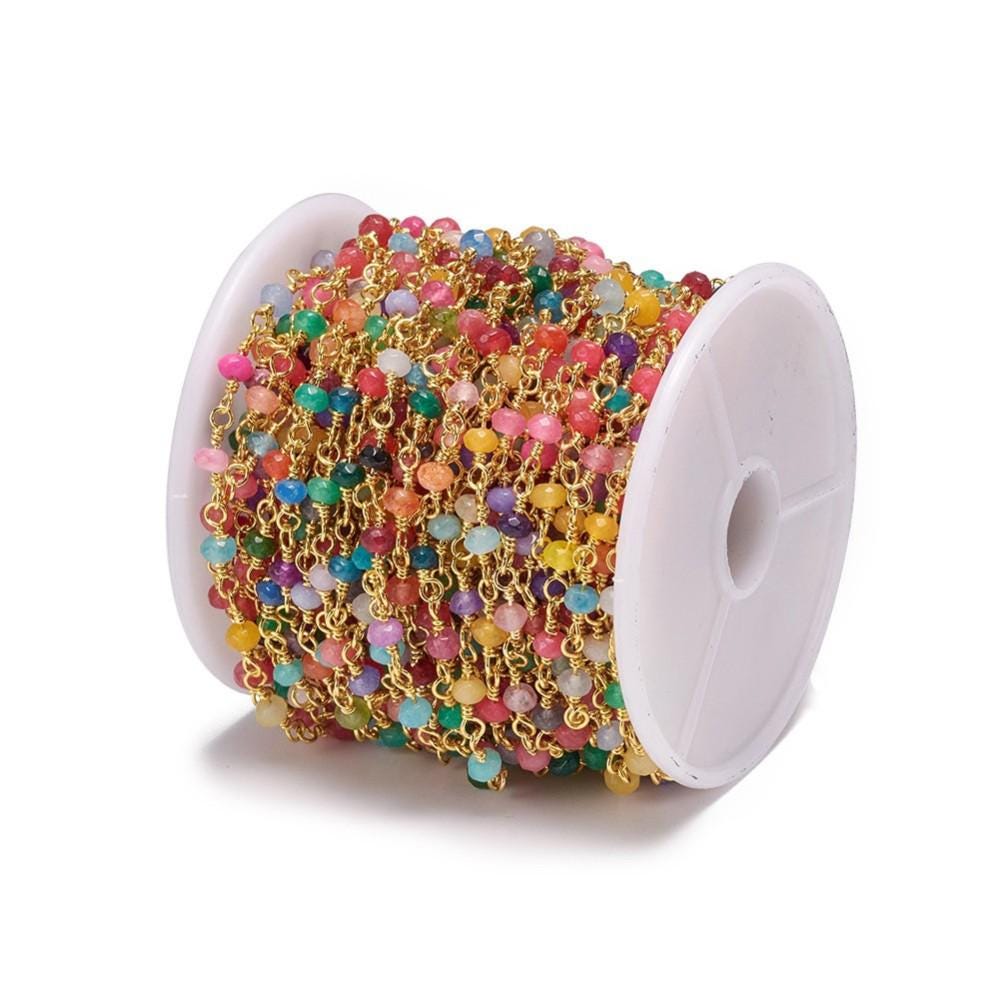 Czech Glass Beads - Rosary Chain - Beaded Chain - Gemstone Chain - Sold by the foot - (CH20)