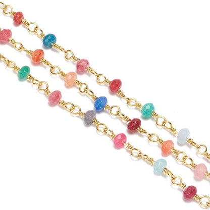 Czech Glass Beads - Rosary Chain - Beaded Chain - Gemstone Chain - Sold by the foot - (CH20)
