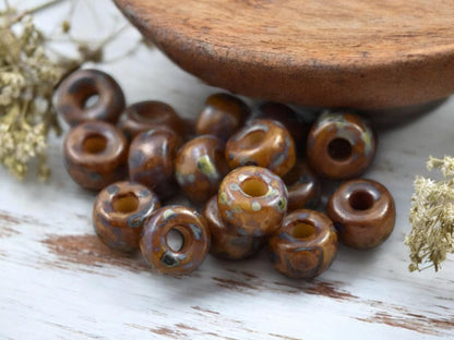 20g Opaque Camel Beige Travertine 2/0 Matubo Beads