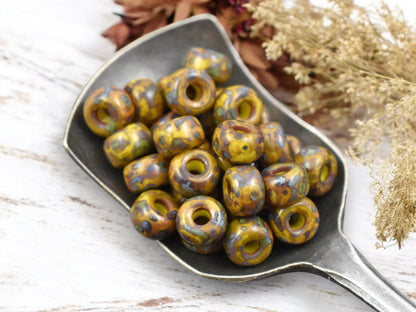 20g Yellow Travertine 2/0 Matubo Beads