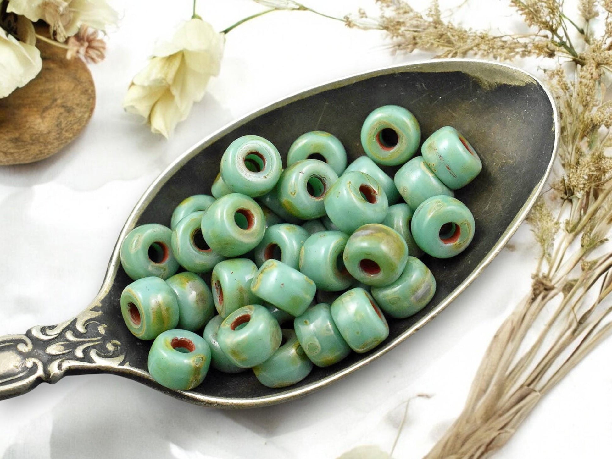 20g Green Turquoise Travertine 2/0 Matubo Beads