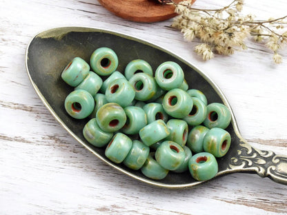 20g Green Turquoise Travertine 2/0 Matubo Beads
