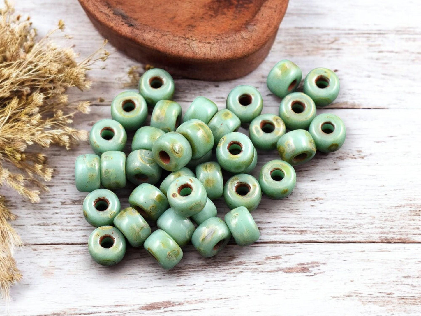 20g Green Turquoise Travertine 2/0 Matubo Beads