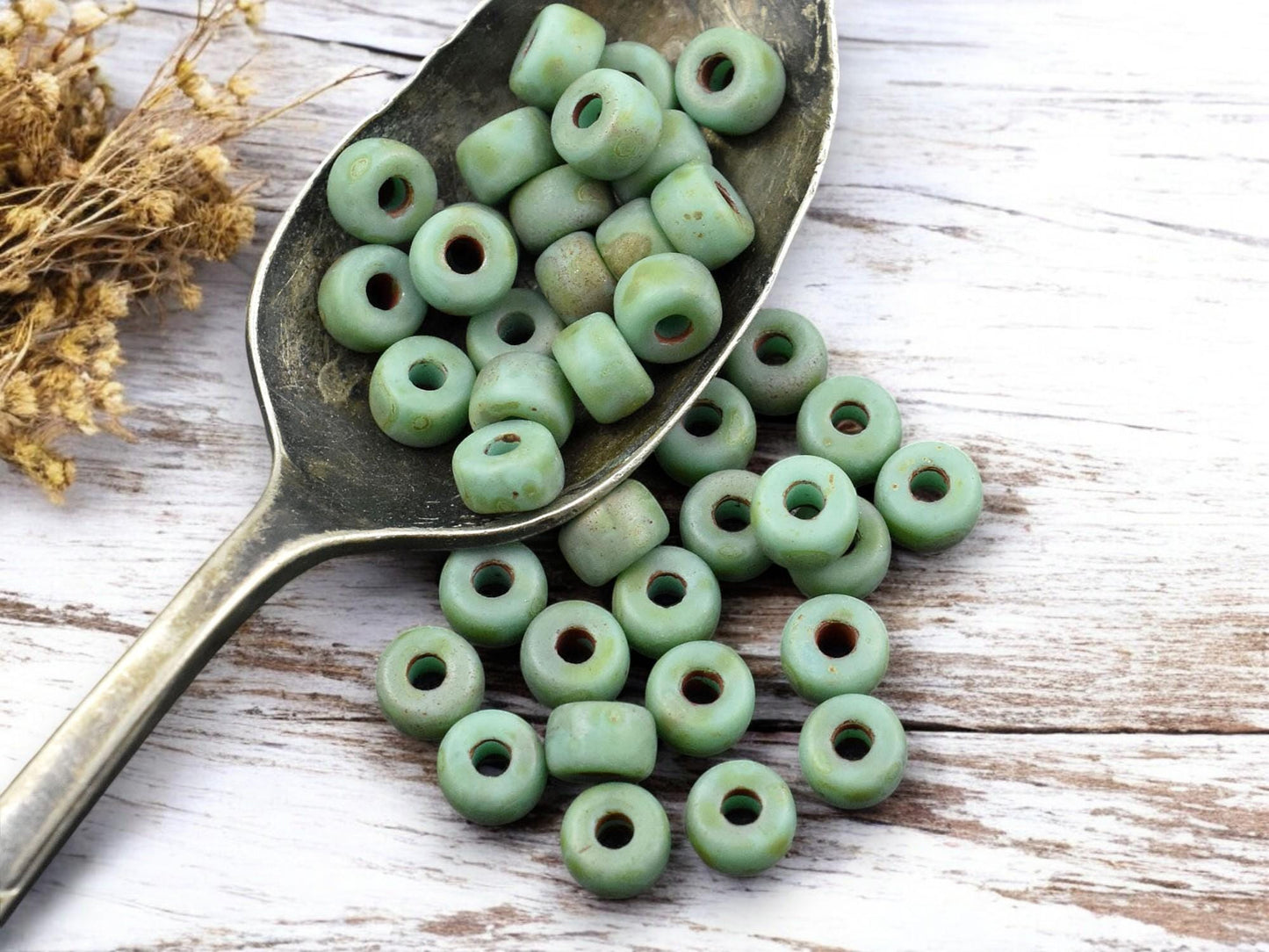 20g Matte Green Turquoise Travertine 2/0 Matubo Beads