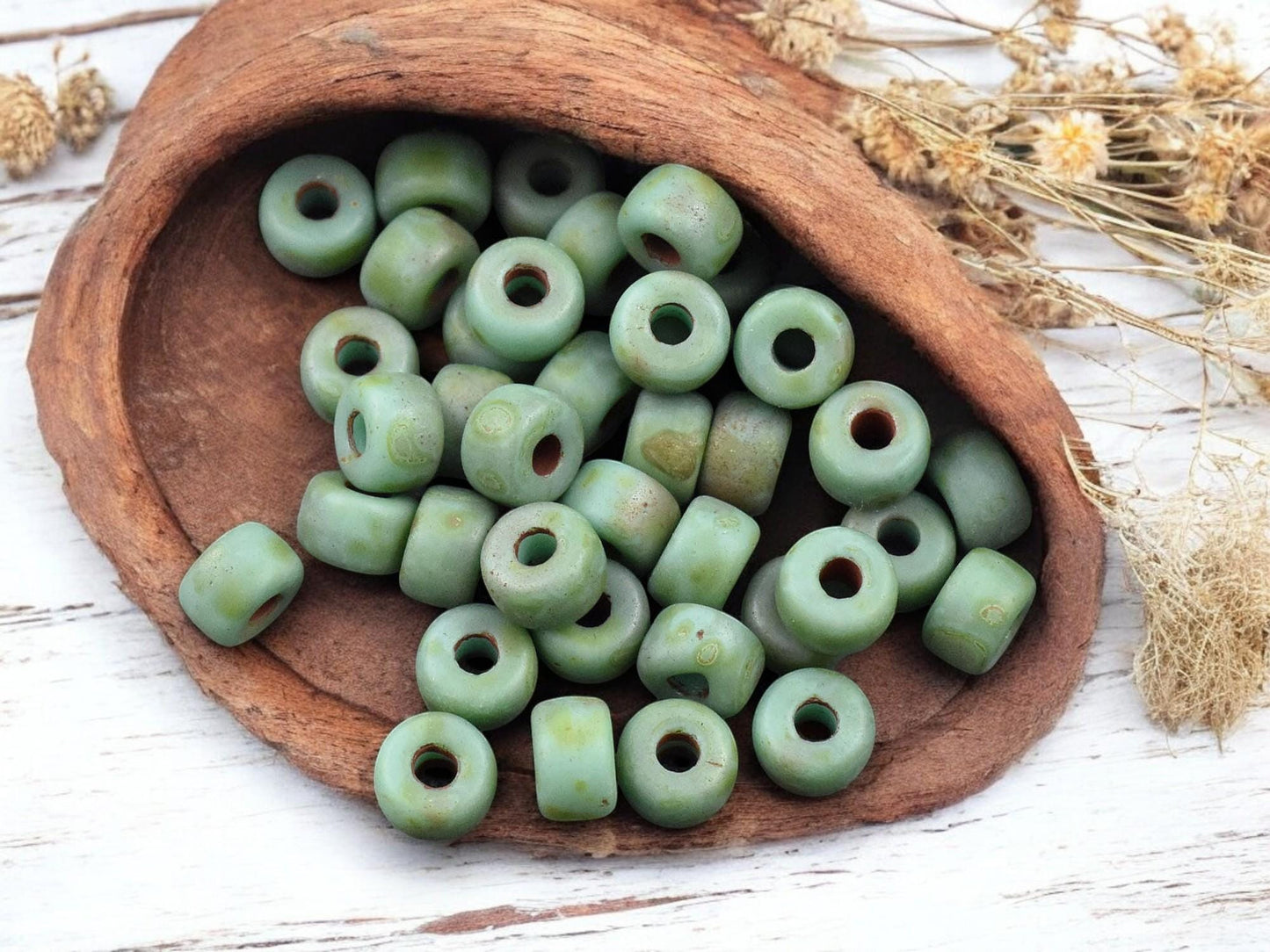 20g Matte Green Turquoise Travertine 2/0 Matubo Beads